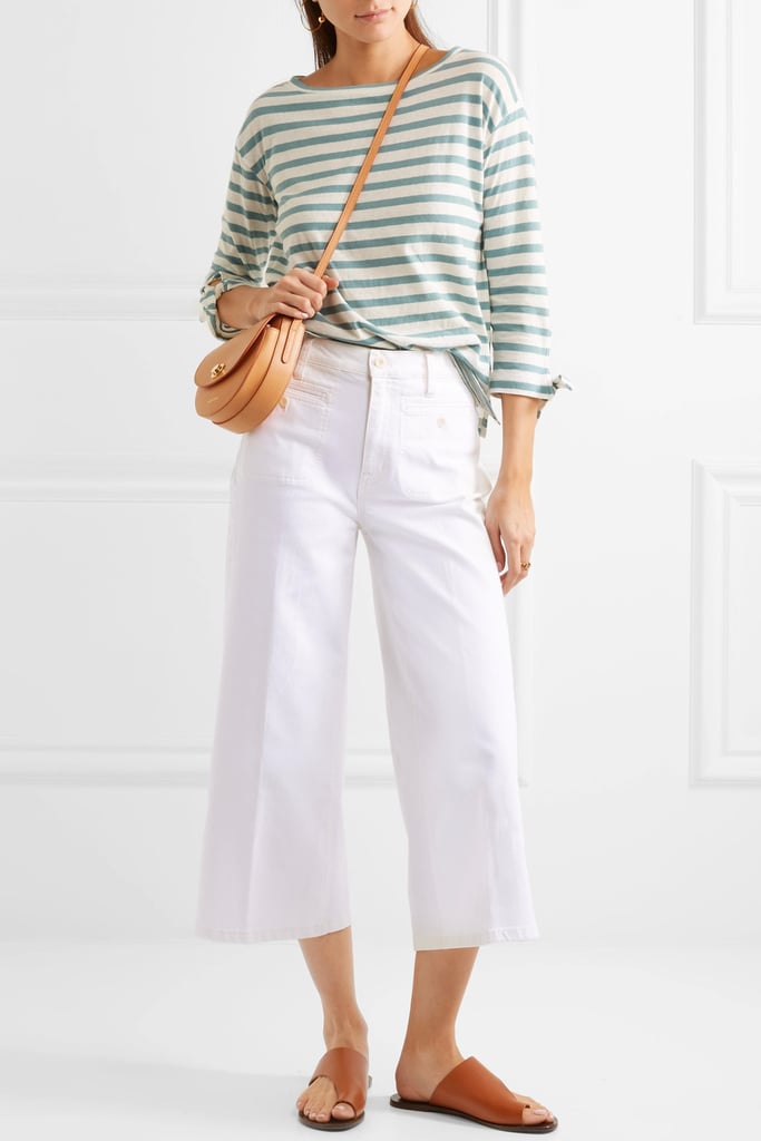 wide leg crop jeans white