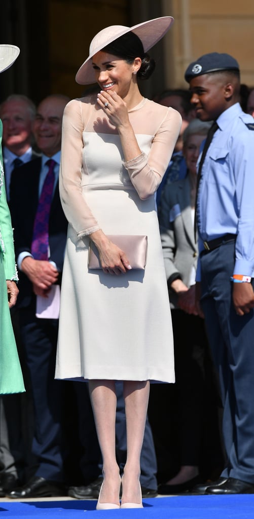 Meghan also carried the Wilbur & Gussie silk clutch at Prince Charles's 70th birthday party at Buckingham Palace on May 22, 2018.