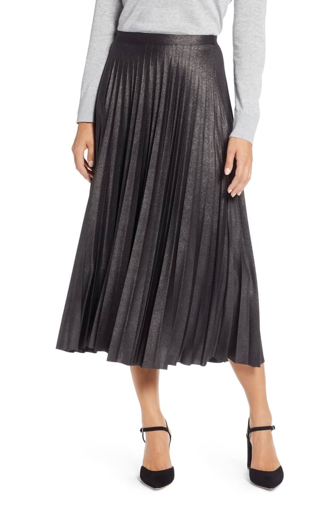 Halogen Metallic Pleat Midi Skirt | Meghan Markle's Misha Nonoo Skirt ...