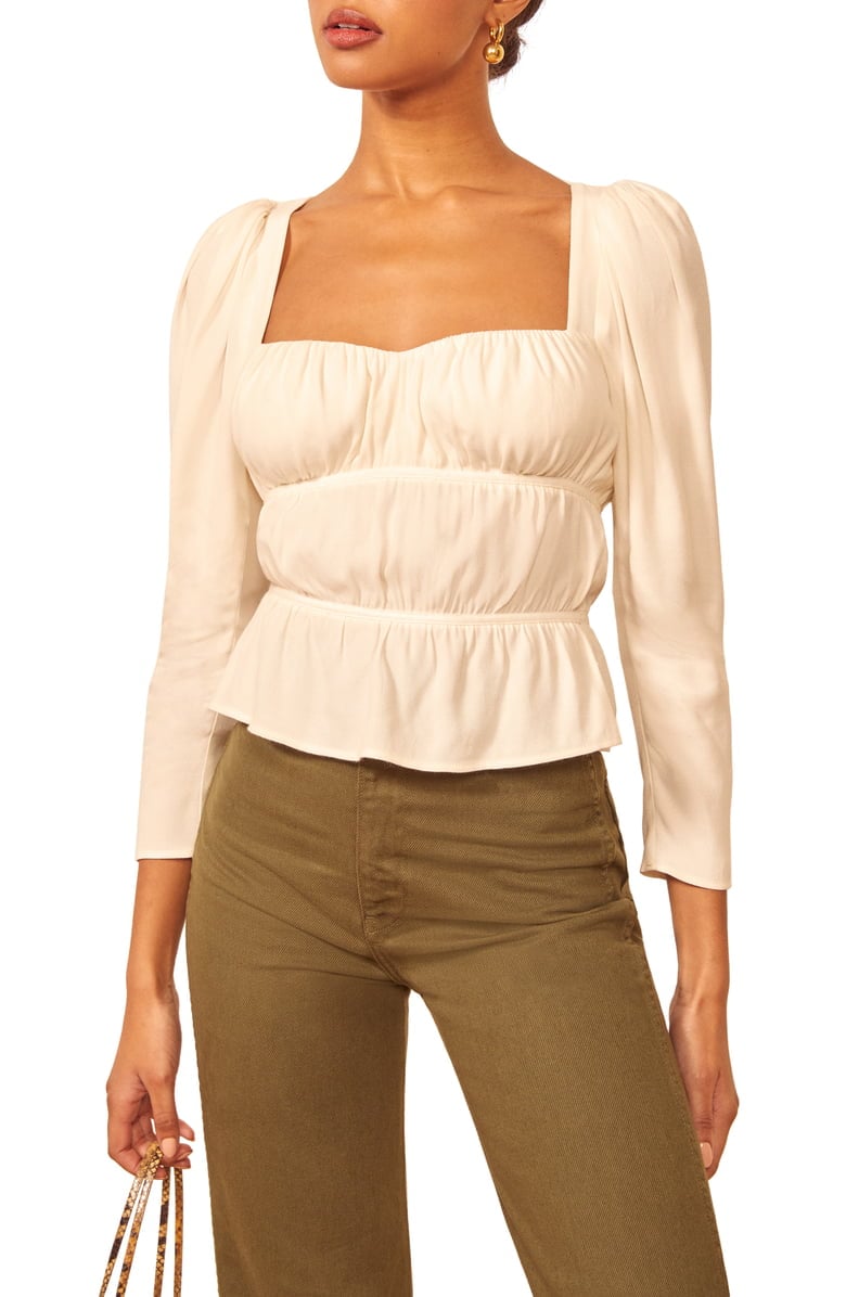 Reformation Plath Square Neck Crepe Top