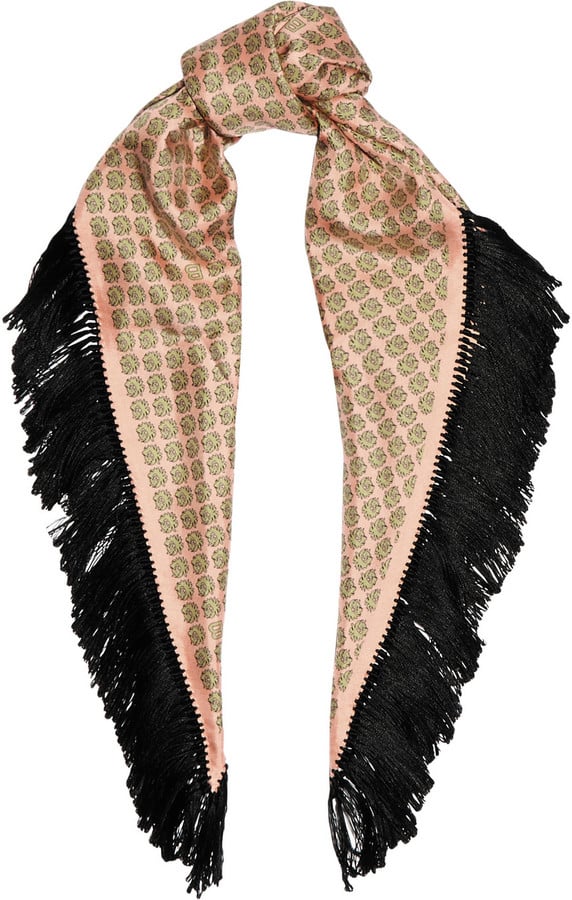 Balenciaga Fringe Printed Silk Scarf ($735)