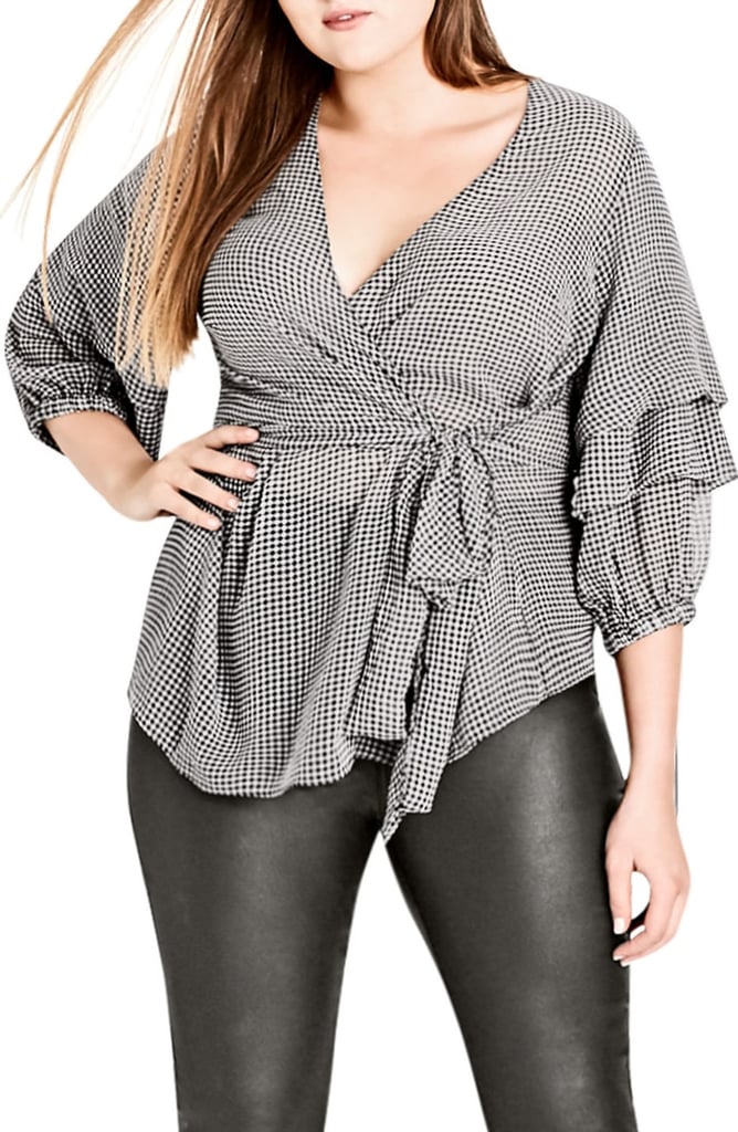 Seven7 Billow Sleeve Gingham Top