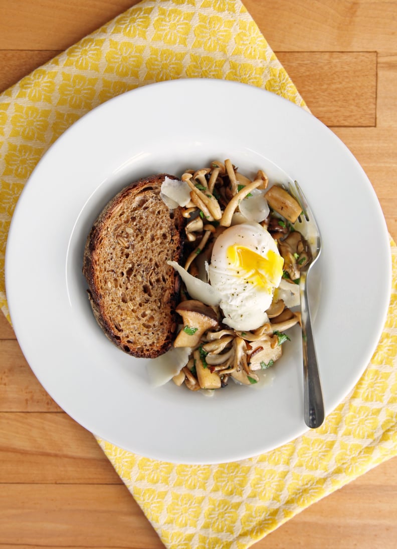 Simple Sautéed Mushrooms With Poached Egg