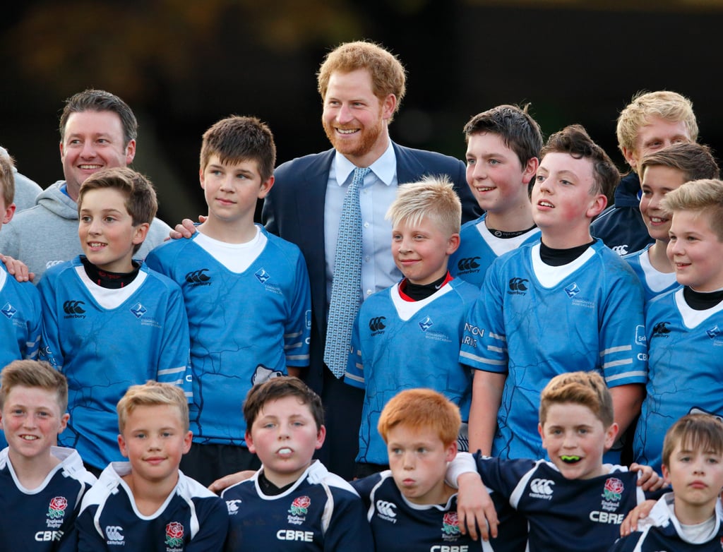 When Harry Posed With Young Rugby Players