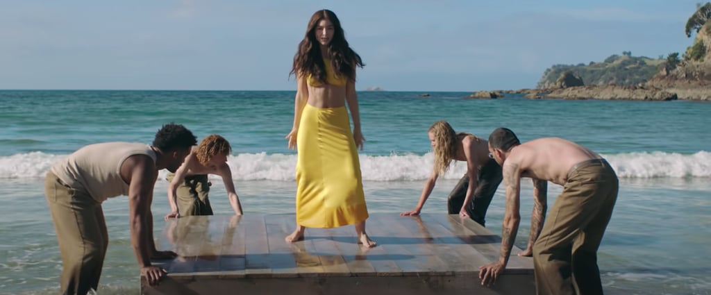 Lorde's Yellow Two-Piece Set in "Solar Power" Music Video