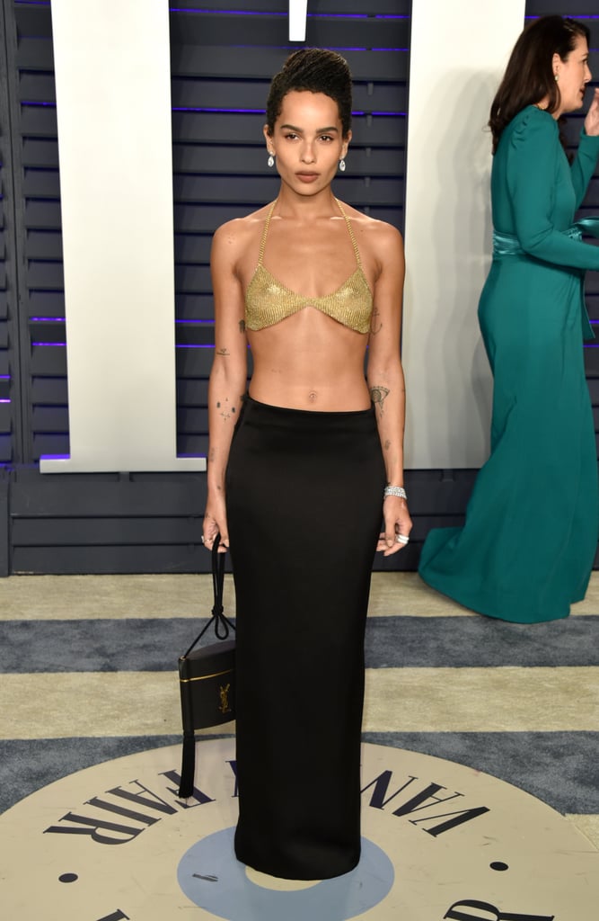 Zoe Kravtiz Gold Bra at Oscars Afterparty 2019