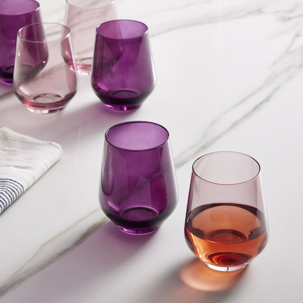 Estelle Coloured Glass Stemless Wine Glasses