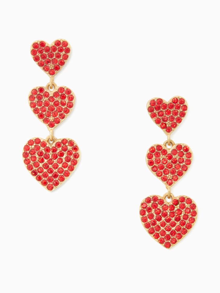 Kate Spade Yours Truly Pave Heart Triple Drop Earrings 40 Pieces