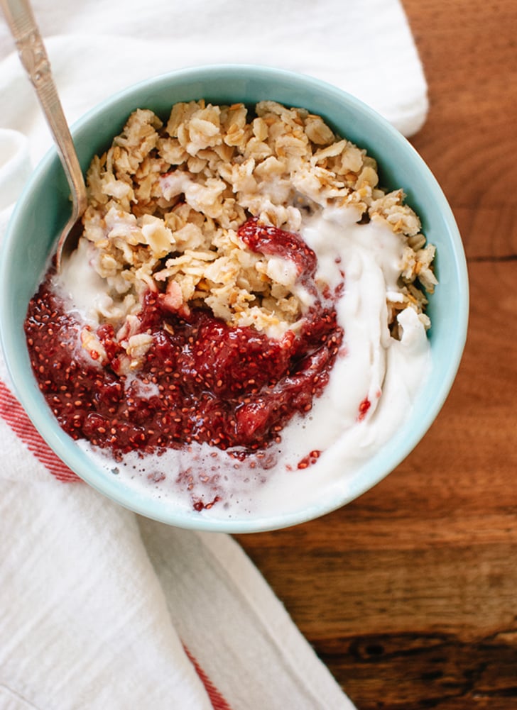 Toasted Oatmeal With Strawberry Chia Jam and Coconut Whipped Cream Toasted Oatmeal With Strawberry Chia Jam and Coconut Whipped Cream