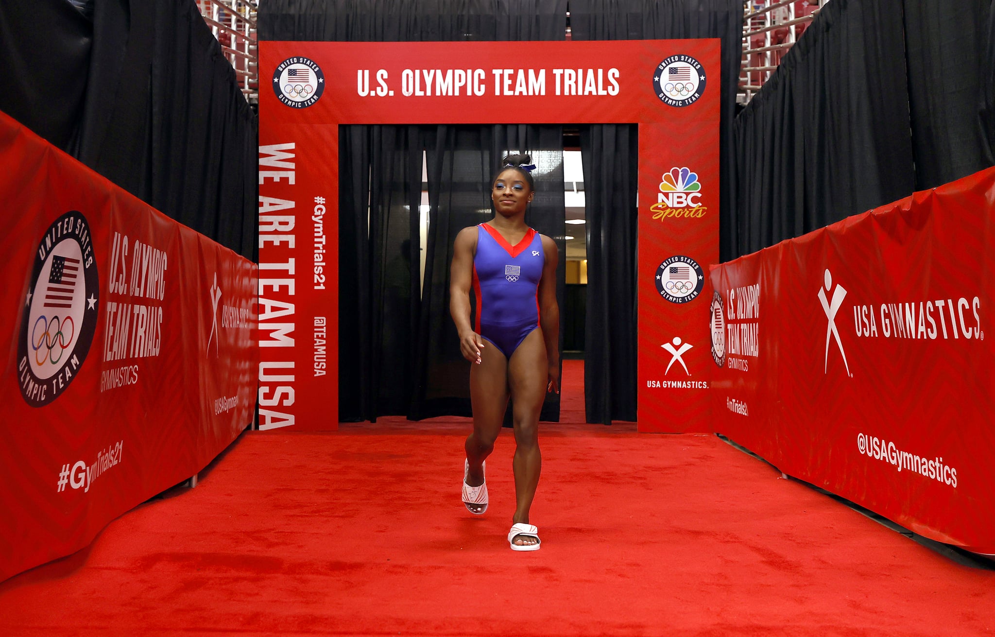 Simone Biles Wears Crystal Goat Slides For Olympic Trials Popsugar Fitness