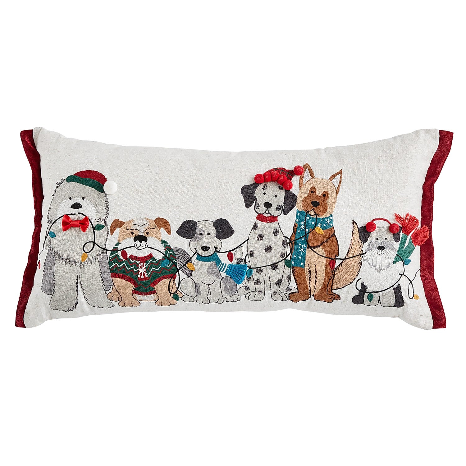 Dogs With Christmas Lights Lumbar Pillow