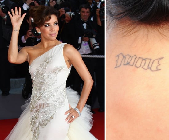 Eva Longoria was Tony Parker's biggest cheerleader before the couple divorced in 2011. She proved it by getting a tattoo of his basketball jersey number, nine, on her neck in 2008.