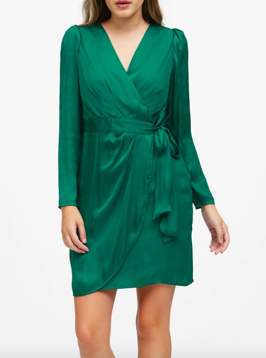 Puff-Sleeve Wrap Dress