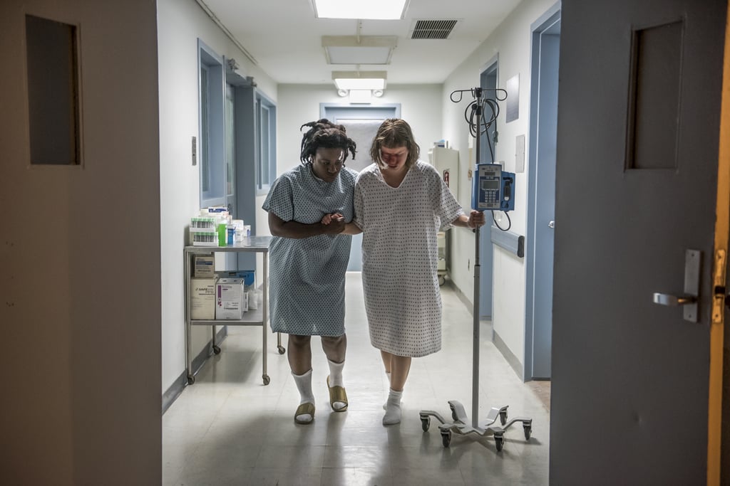 Suzanne (Uzo Aduba) and Maureen (Emily Althaus) are hopefully on the road to recovery after being coerced into a horrifying brawl by CO Humphrey (Michael Torpey).