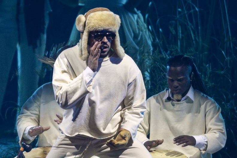 Puerto Rican singer Bad Bunny performs onstage during the first show of his 30-date concert residency at the Coliseo de Puerto Rico in San Juan, Puerto Rico, on July 11, 2025. (Photo by Ricardo ARDUENGO / AFP) (Photo by RICARDO ARDUENGO/AFP via Getty Imag