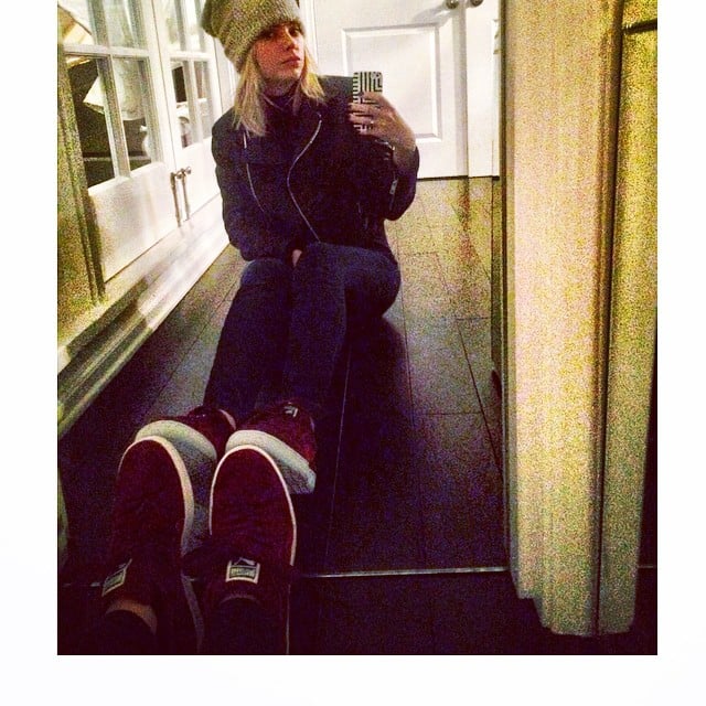 Ashley Benson looked ready for Fall in her cozy beanie and suede sneakers. 
Source: Instagram user itsashbenzo