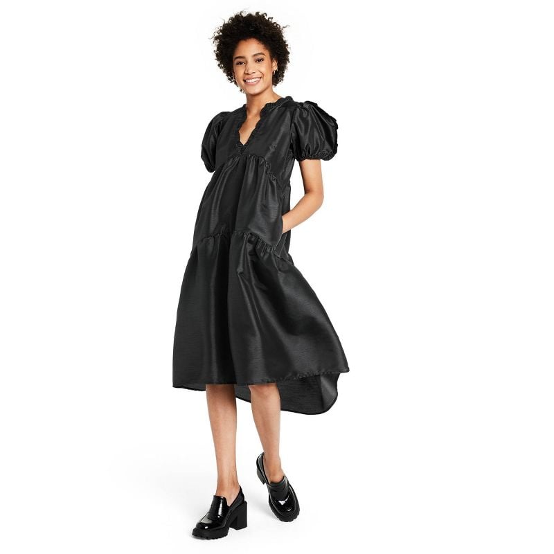 Kika Vargas x Target Tiered Ruffle Edge Puff Sleeve Midi Dress