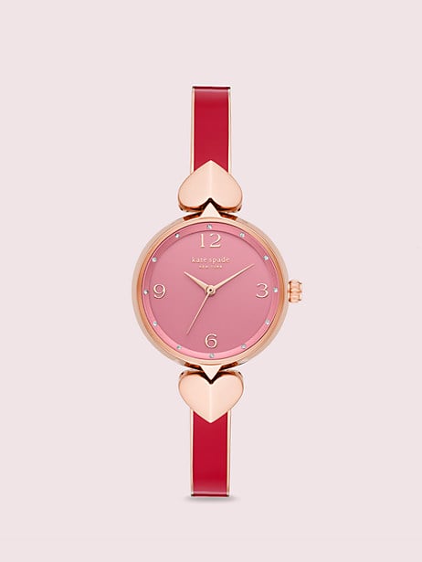 Hollis Red Enamel Stainless Steel Bangle Watch