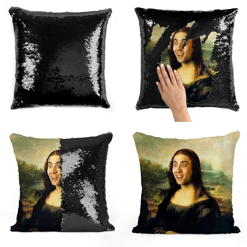 Nicolas Cage Mona Lisa Sequin Pillow