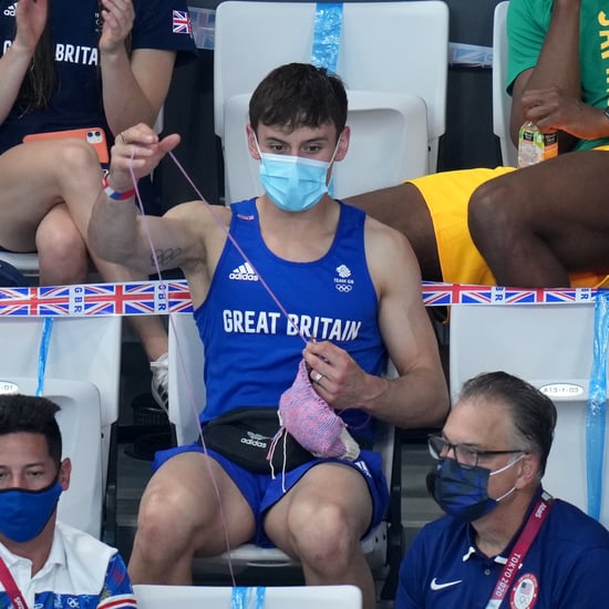 Tom Daley Seen Knitting in Stands at Tokyo Olympics | Photos