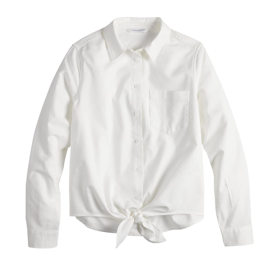 2. POPSUGAR Knot-Front Button Down Shirt