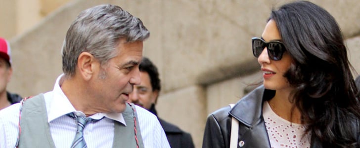 Amal Alamuddin Visits George Clooney on Set With His Dog