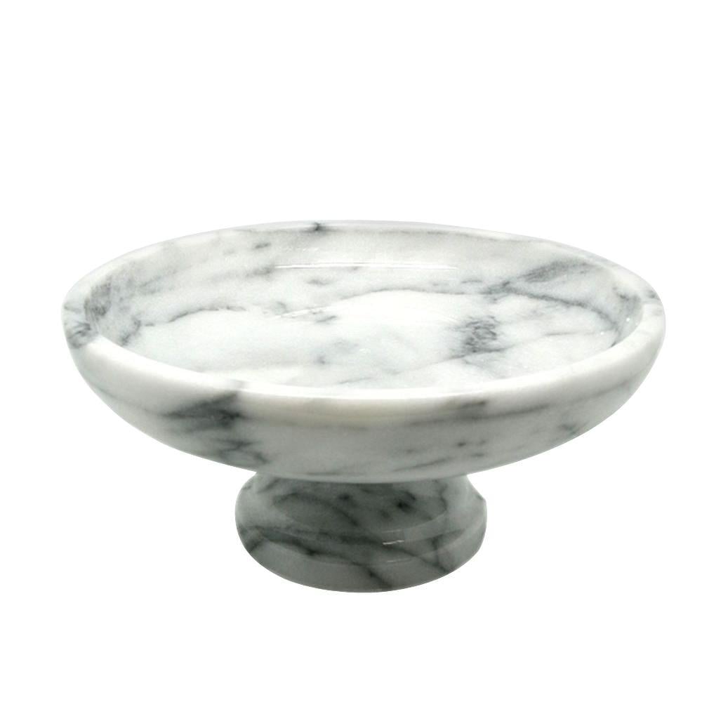Creative Home Fruit Bowl on Pedestal in White Marble