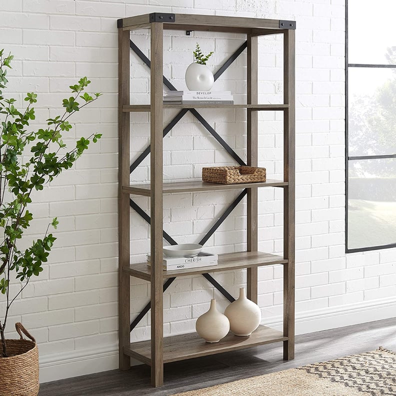 A Traditional Bookcase: Urban Industrial Metal Back Bookshelf