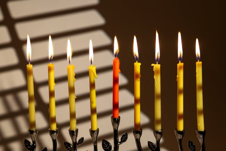 a Hannukah menorah with 7 candles