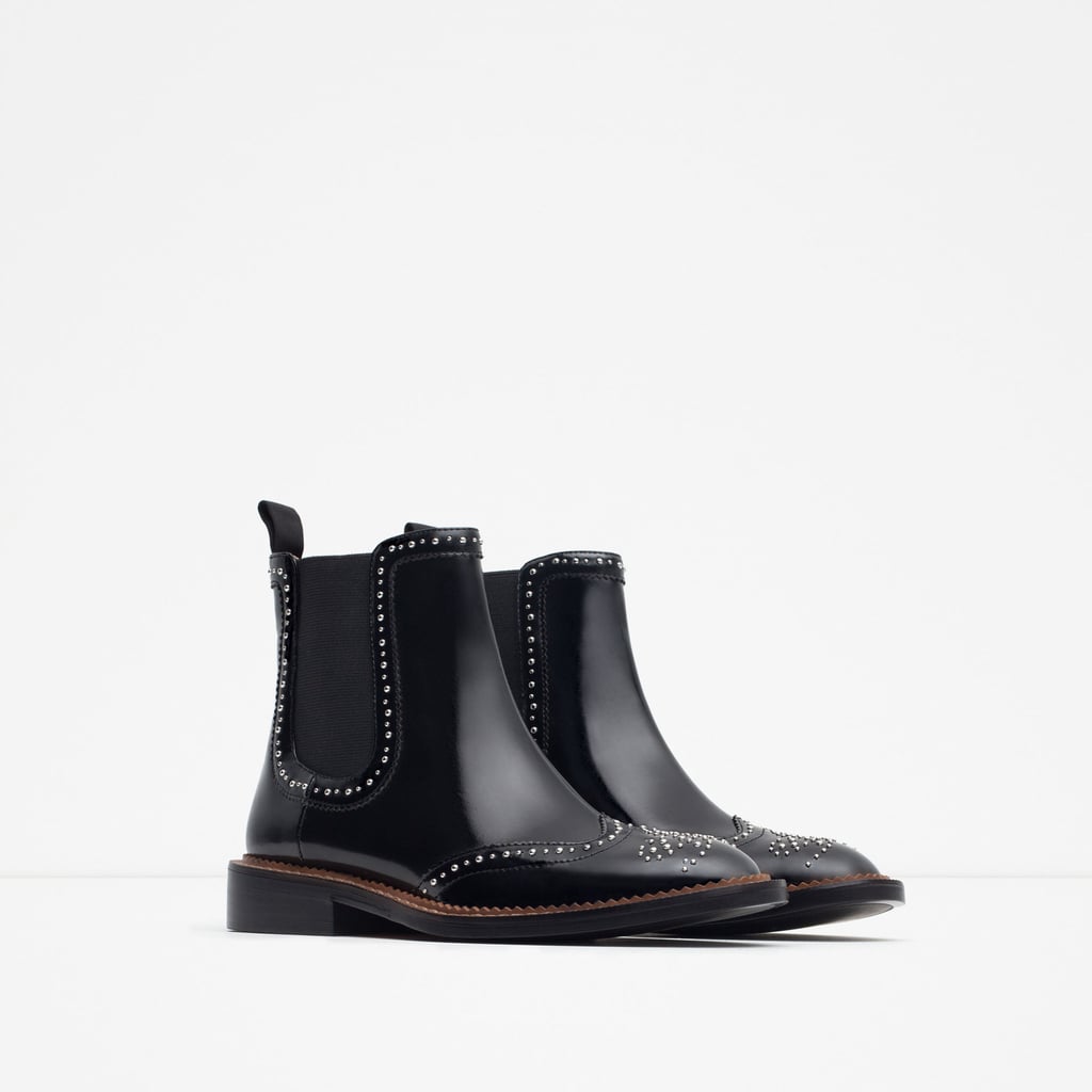 Micro-Studded Flat Leather Boots ($159)