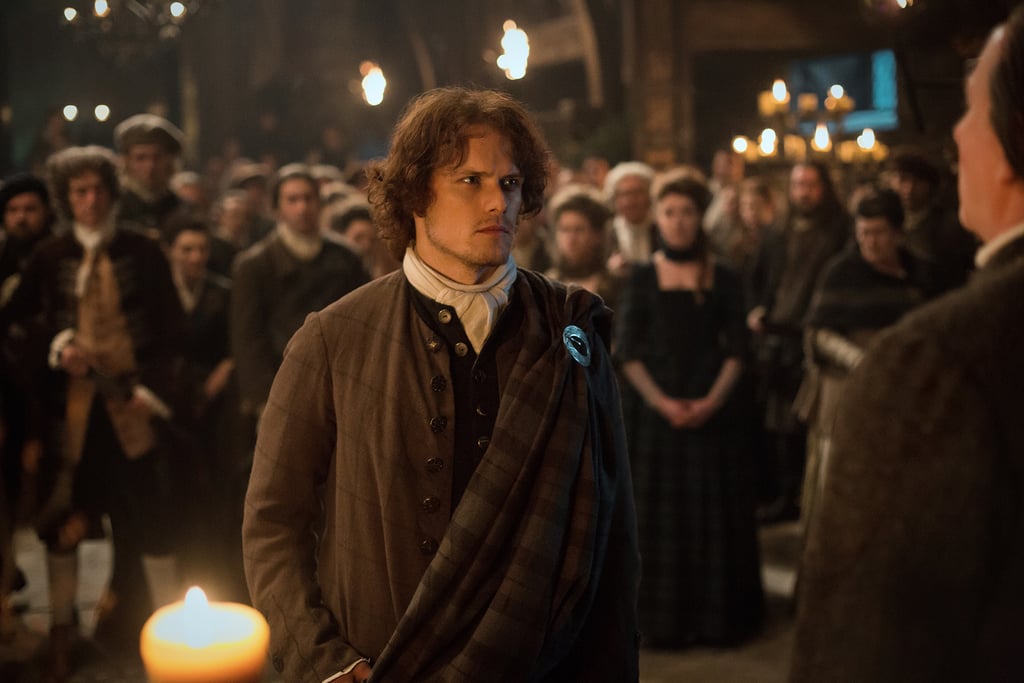 Jamie stands before Colum and declares his loyalty to the clan — but keeps his name.