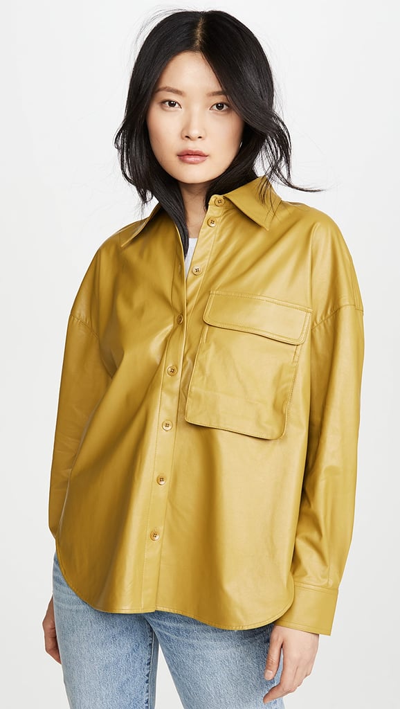 Tibi Relaxed Faux Leather Utility Shirt