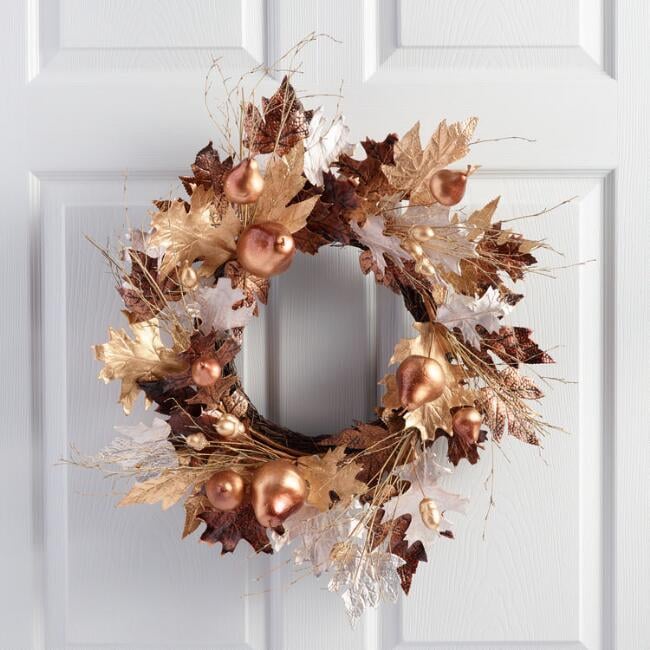 World Market Mixed Metallic Leaves Wreath