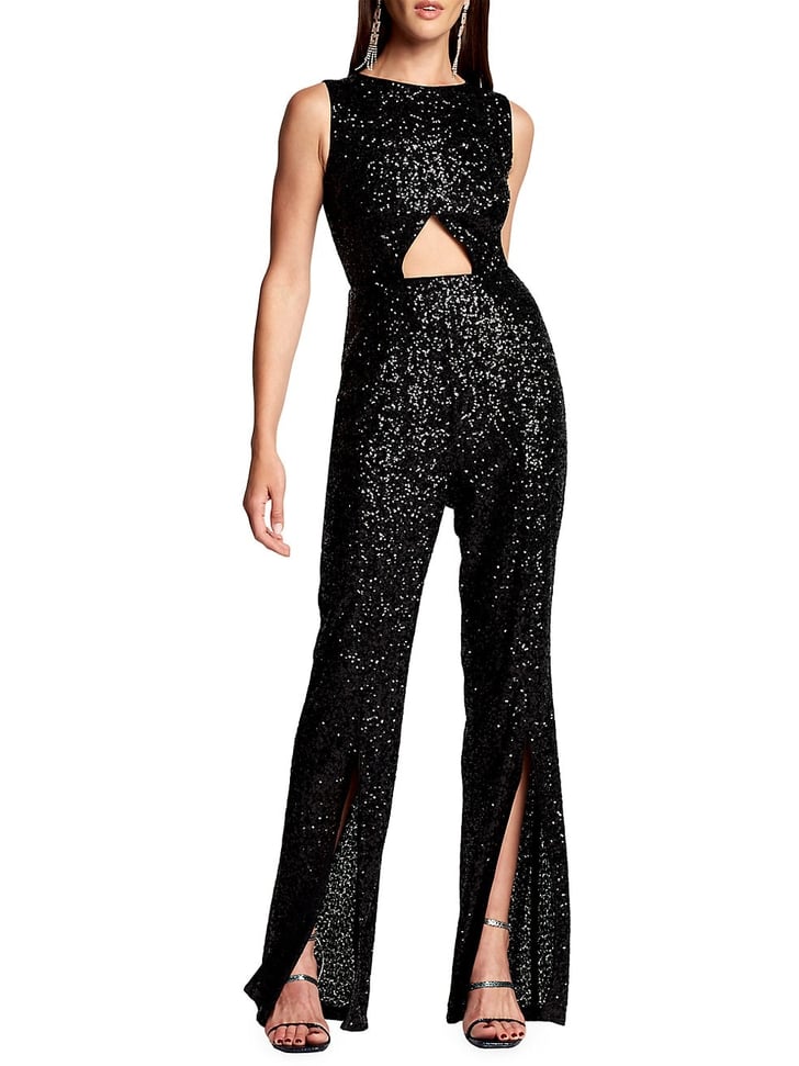 Tadashi Shoji Split SequinEmbroidered Jumpsuit Sequin Jumpsuits For