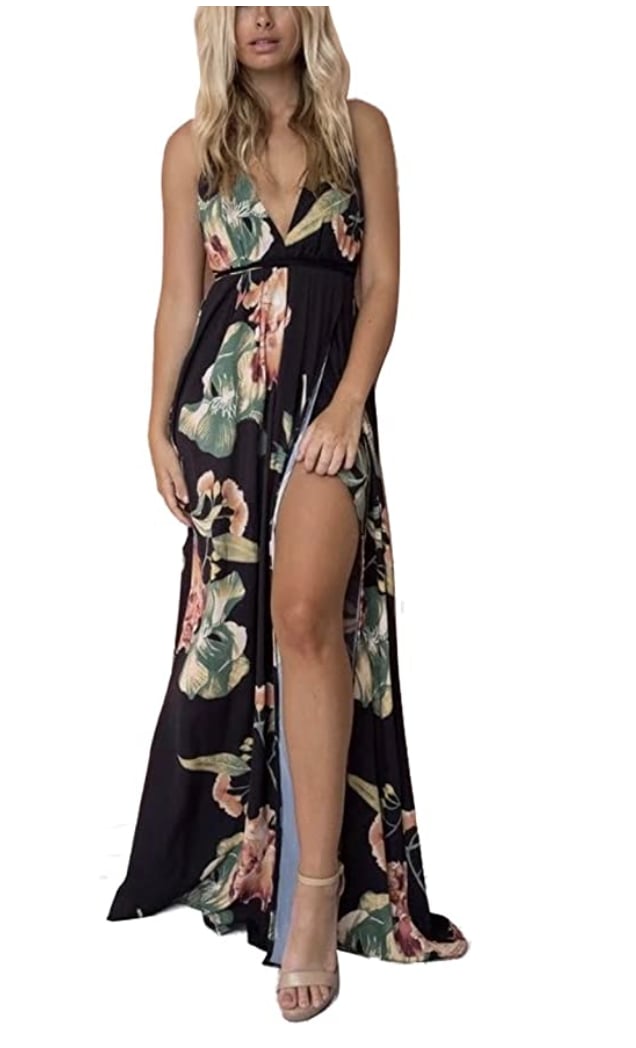 FFLMYUHULIU Strap Floral Backless Dress