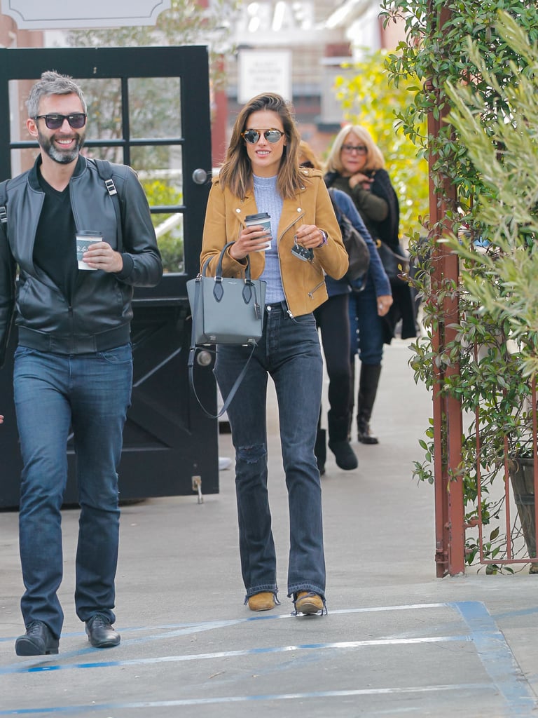 Alessandra Ambrosio Wears Flared Jeans January 2016