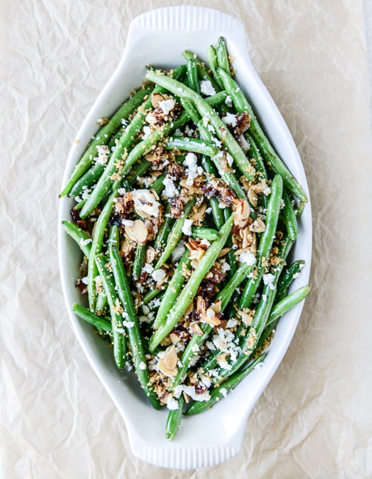 Green Beans With Bacon, Caramelized Shallots, Almonds, and Feta