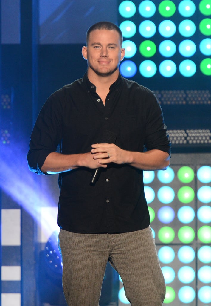 Channing Tatum smirked on stage at the MTVu Fandom Awards on Thursday.