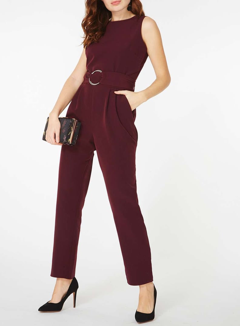 Dorothy Perkins Burgundy Crepe D-Ring Jumpsuit