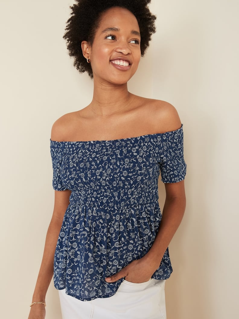 Old Navy Floral-Print Smocked Off-the-Shoulder Top