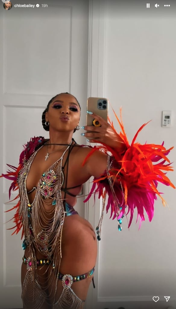 Chloe Bailey's Bejeweled Thong Bodysuit at Carnival
