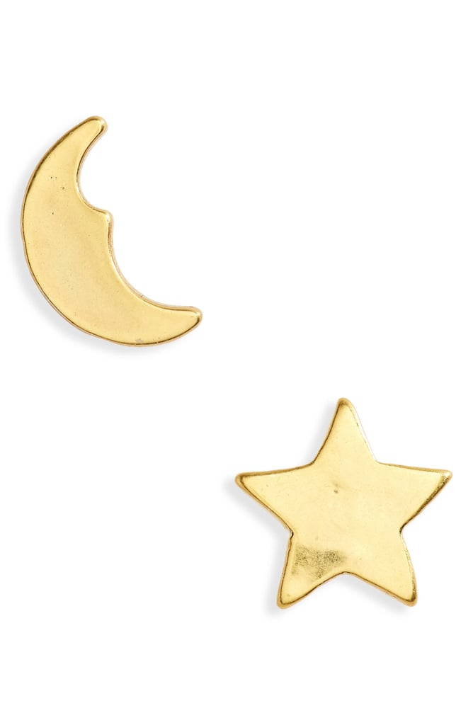 Madewell Hammered Moon & Star Mismatch Stud Earrings