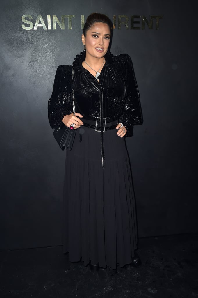 Salma Hayek at the Saint Laurent Paris Fashion Week Show