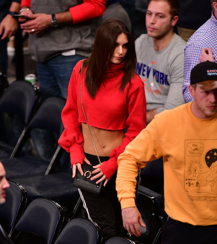 Emily Ratajkowski Red Turtleneck and Track Pants