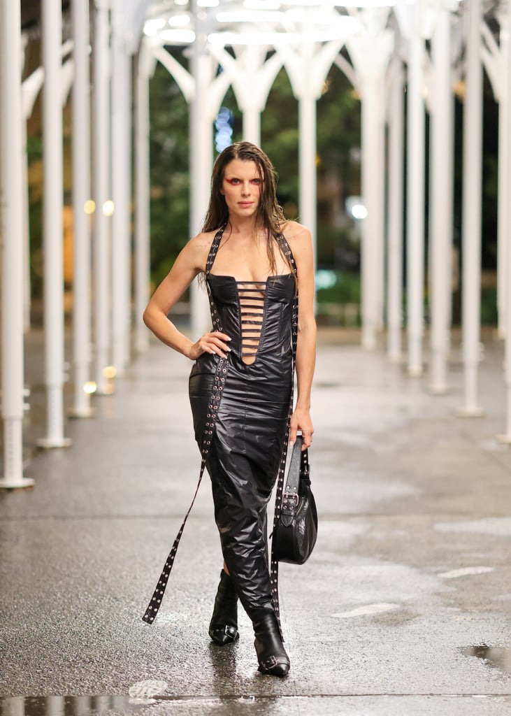 Julia Fox Wears a Black Caged Corset Dress By Luis De Javier
