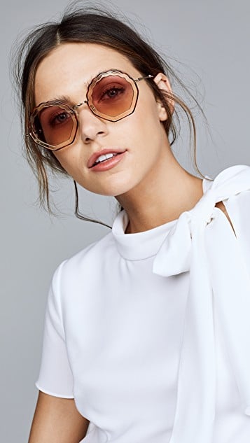Chloé Tally Round Scalloped Sunglasses