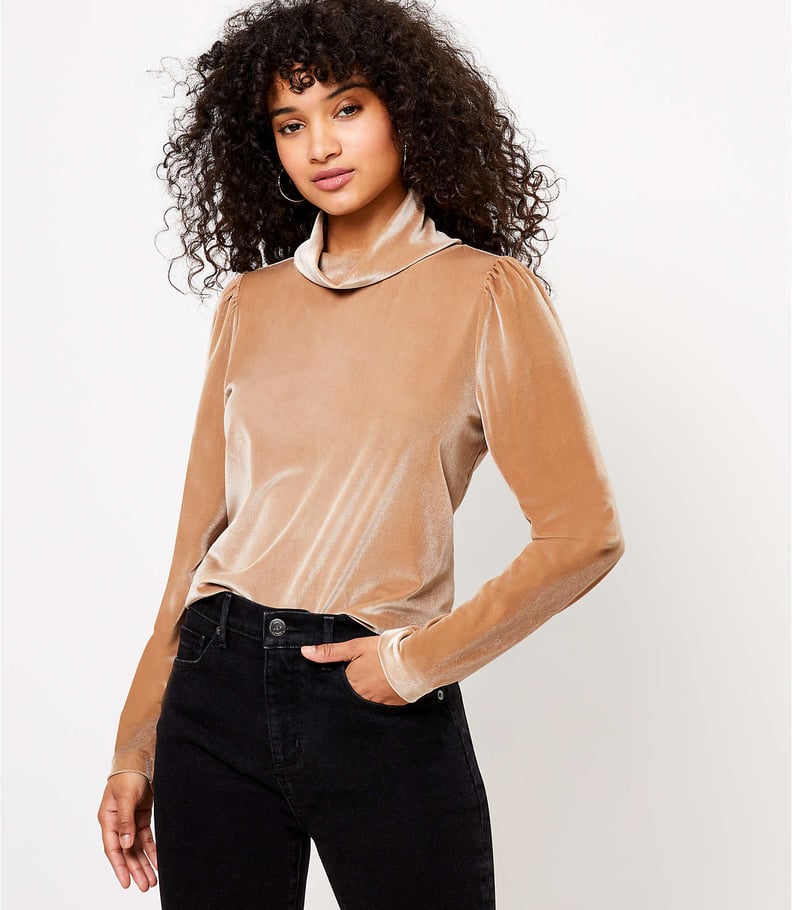 Velvet Turtleneck Top