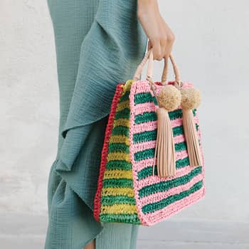 Multicolor Small Straw Crossbody Bag with Stripe Pattern, Chic Design