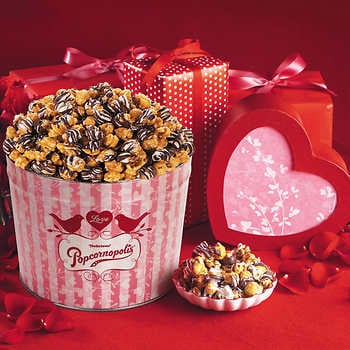 Popcornopolis 2-Gallon Valentine Gourmet Popcorn Party Tin: Zebra Popcorn