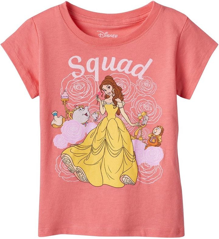 Disney Beauty & The Beast Belle, Cogsworth & Lumiere Toddler Girl "Squad" Tee ($11, originally $18)